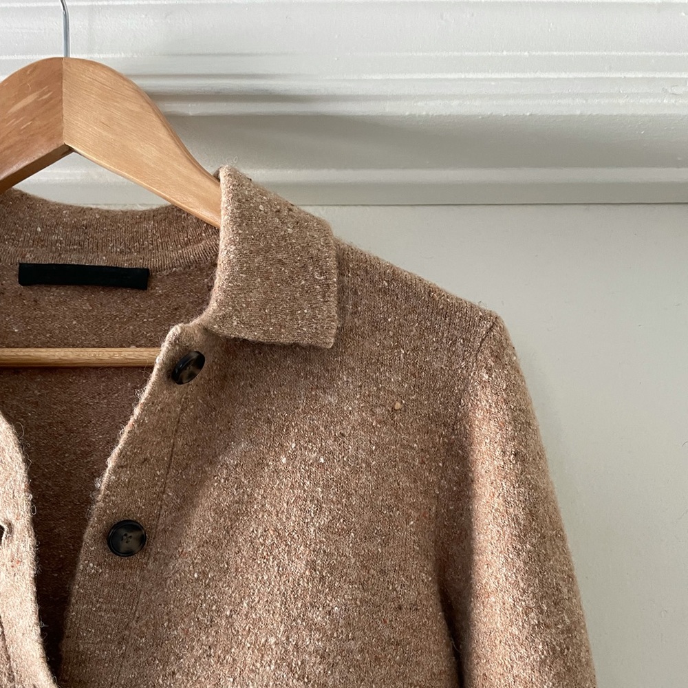 Jenni Kayne Camel Brown Wool Blend Button Cardigan